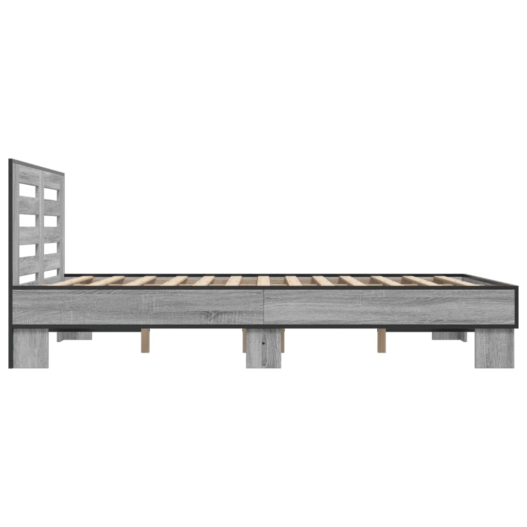 Sengeramme grå sonoma 135x190 cm konstruert tre og metall