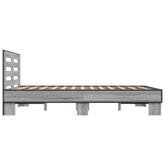 Sengeramme grå sonoma 135x190 cm konstruert tre og metall