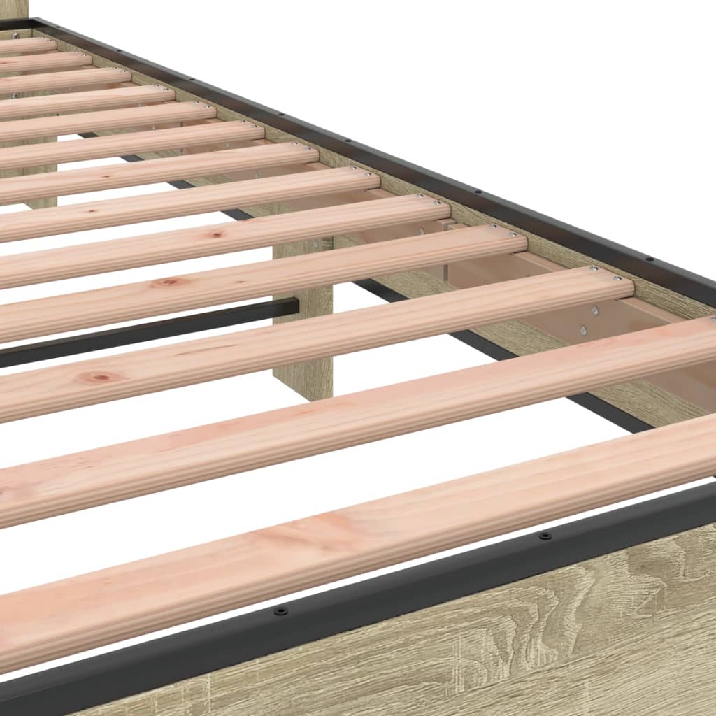 Sengeramme sonoma eik 200x200 cm konstruert tre og metall