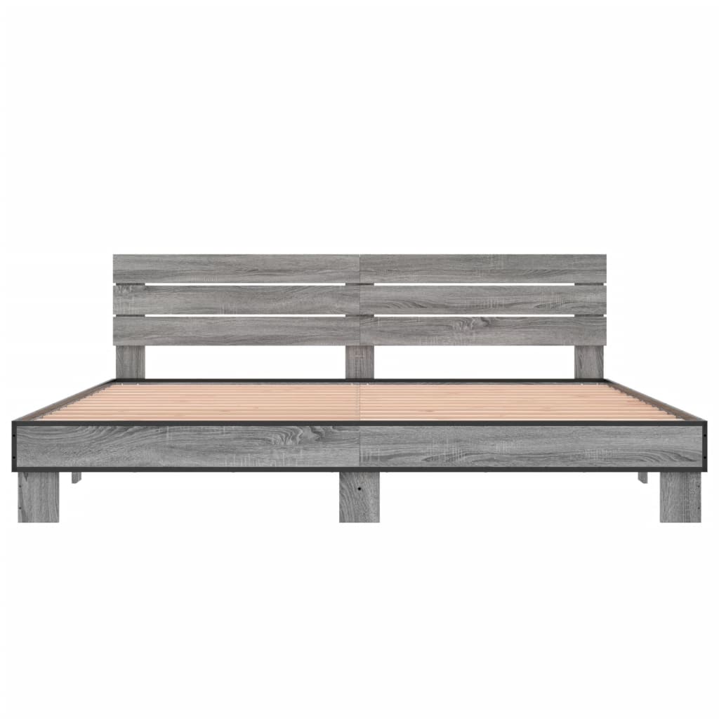 Sengeramme grå sonoma 200x200 cm konstruert tre og metall