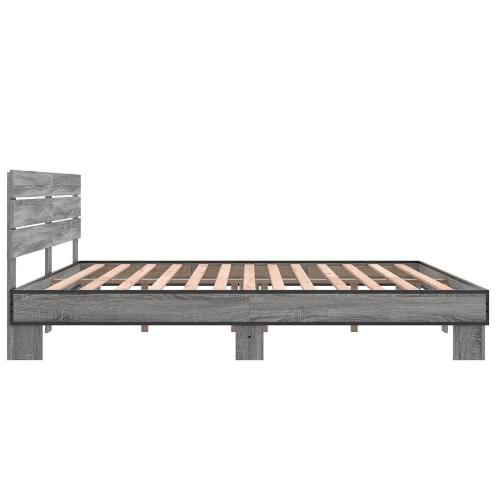 Sengeramme grå sonoma 200x200 cm konstruert tre og metall