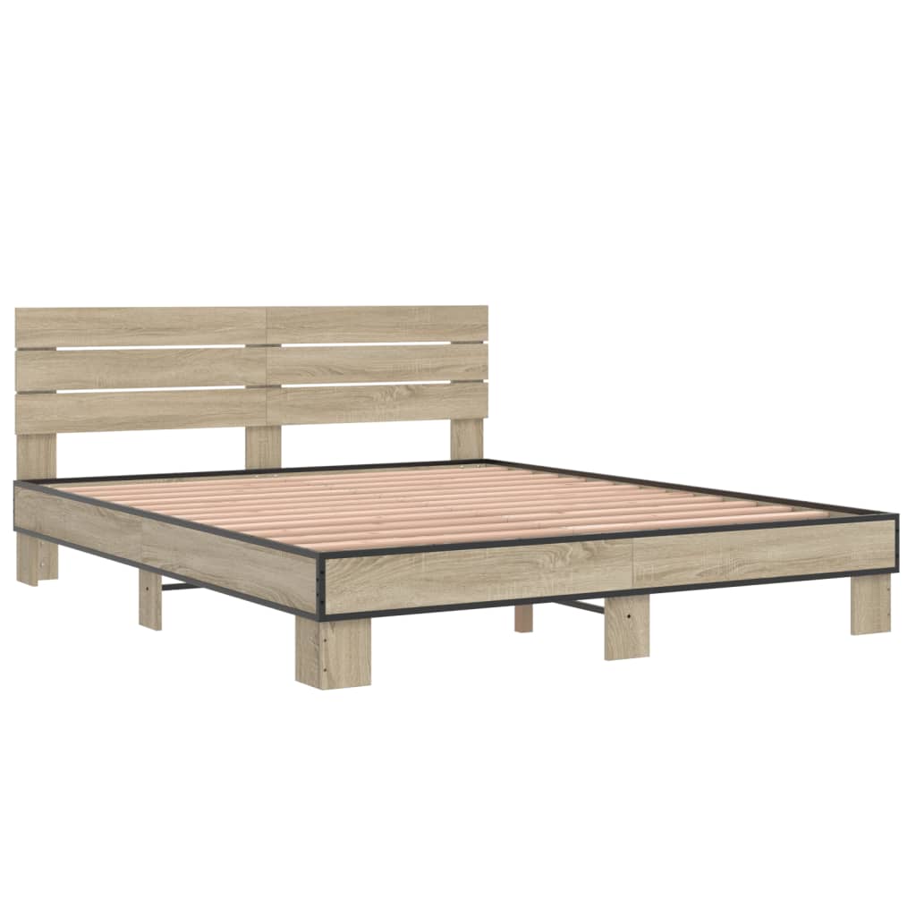 Sengeramme sonoma eik 150x200 cm konstruert tre og metall
