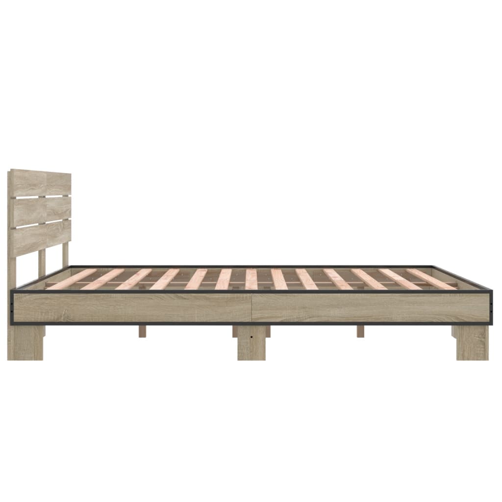 Sengeramme sonoma eik 150x200 cm konstruert tre og metall
