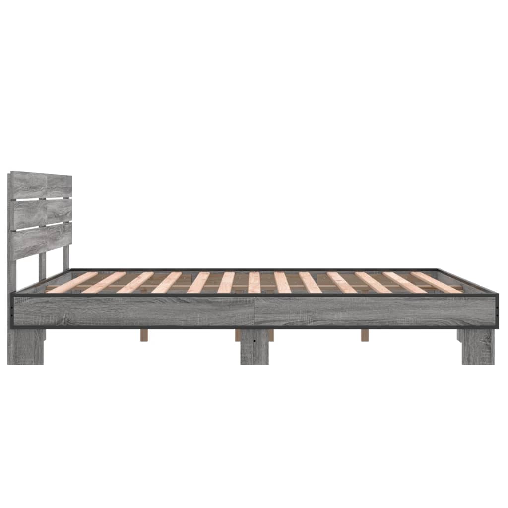 Sengeramme grå sonoma 150x200 cm konstruert tre og metall