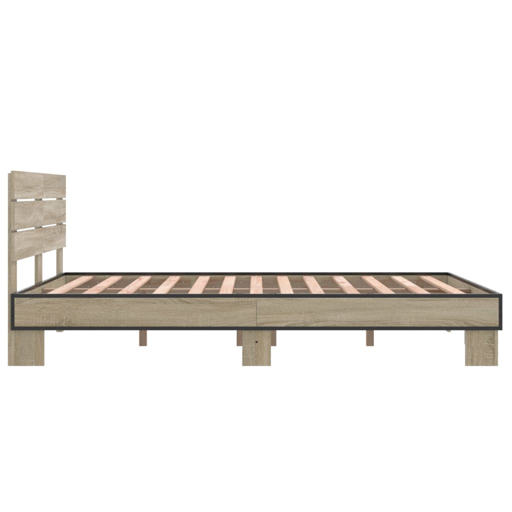 Sengeramme sonoma eik 140x200 cm konstruert tre og metall