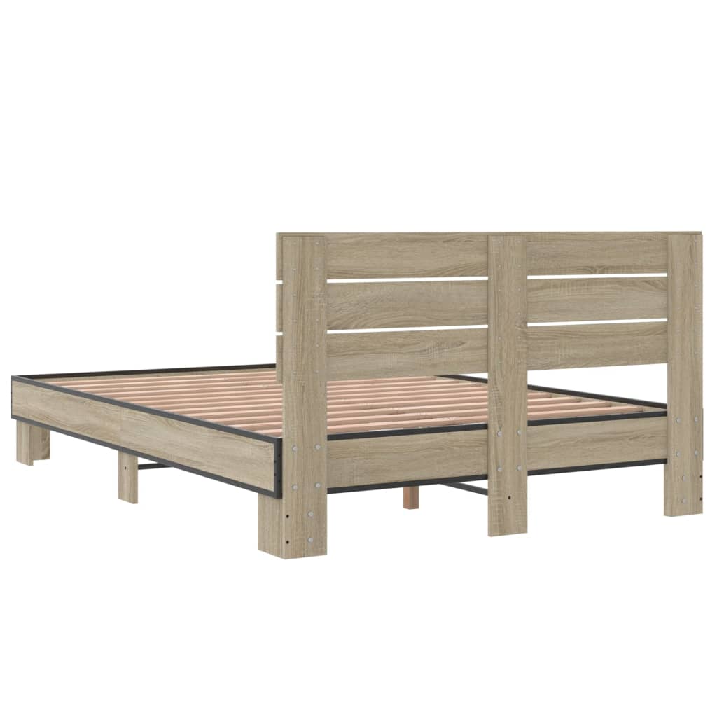 Sengeramme sonoma eik 140x200 cm konstruert tre og metall