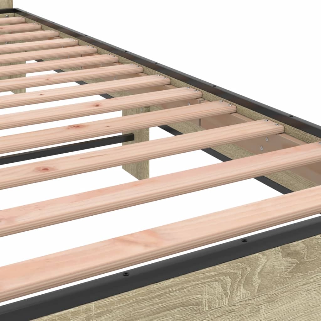 Sengeramme sonoma eik 140x200 cm konstruert tre og metall