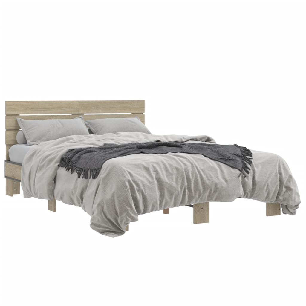 Sengeramme sonoma eik 140x200 cm konstruert tre og metall