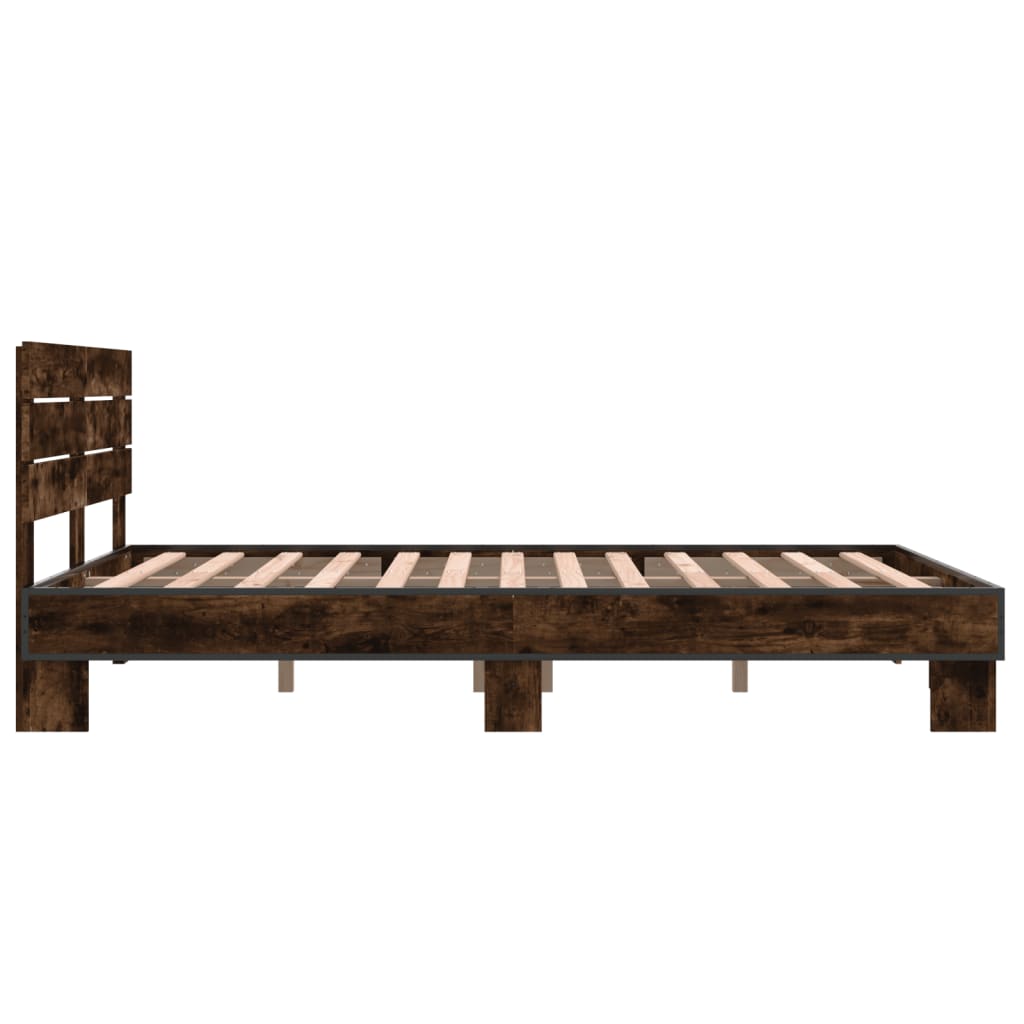 Sengeramme røkt eik 140x200 cm konstruert tre og metall