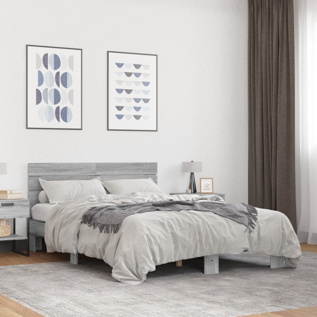 Sengeramme grå sonoma 120x200 cm konstruert tre og metall