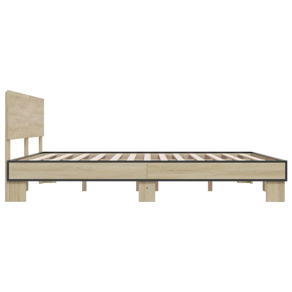 Sengeramme sonoma eik 200x200 cm konstruert tre og metall