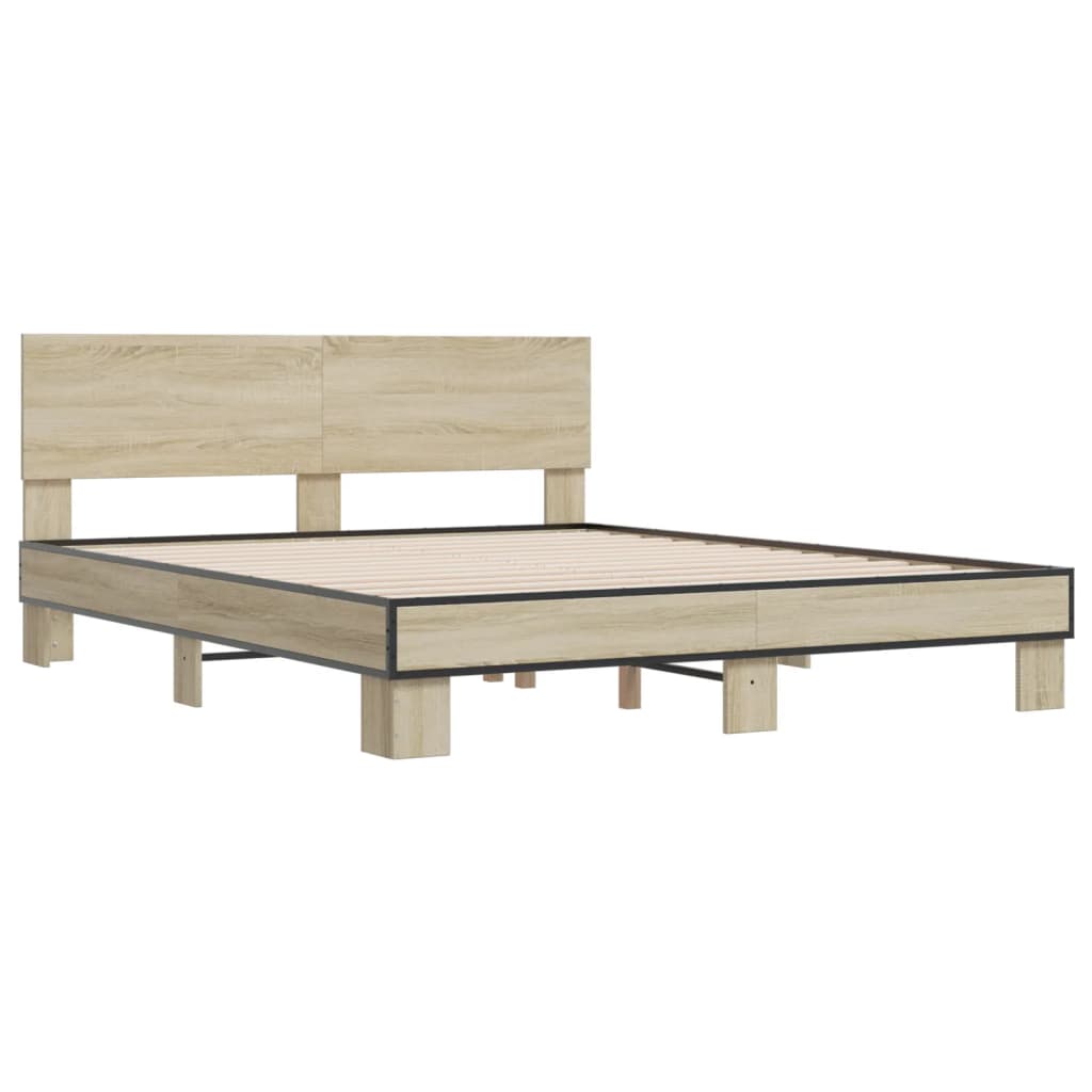 Sengeramme sonoma eik 160x200 cm konstruert tre og metall