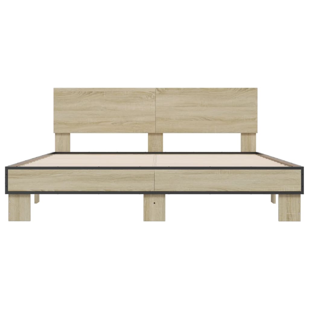 Sengeramme sonoma eik 160x200 cm konstruert tre og metall