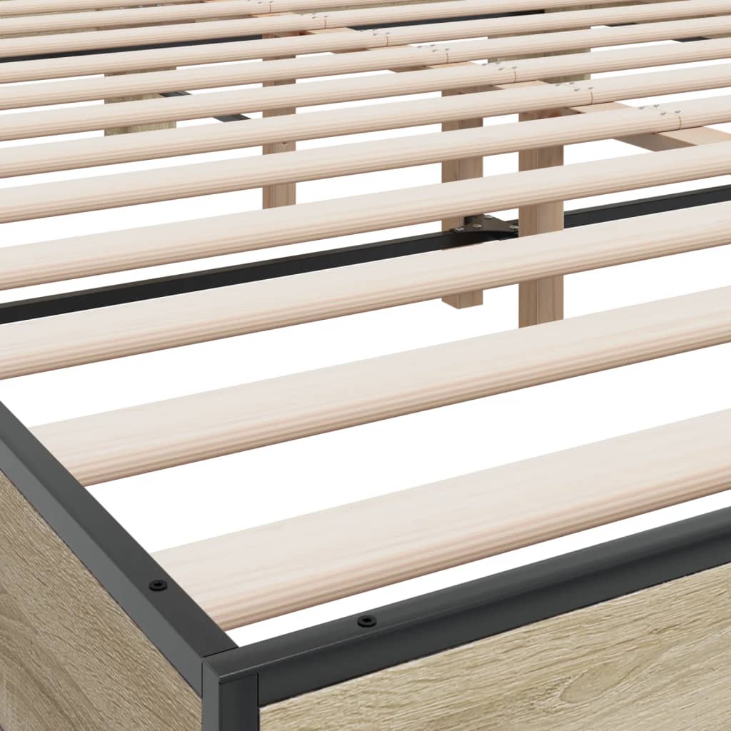 Sengeramme sonoma eik 160x200 cm konstruert tre og metall