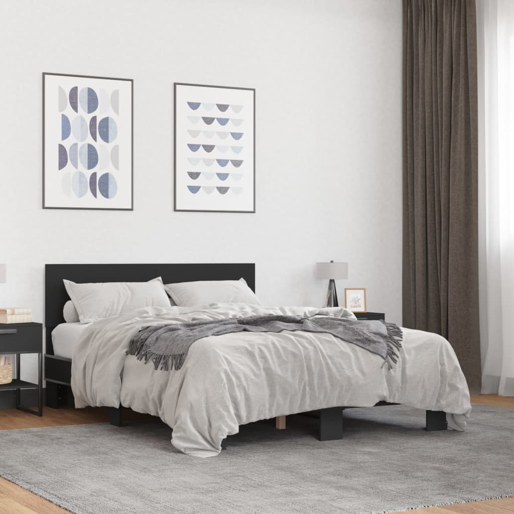 Sengeramme svart 120x200 cm konstruert tre og metall
