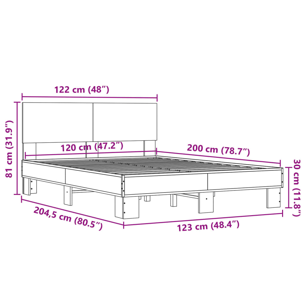 Sengeramme svart 120x200 cm konstruert tre og metall
