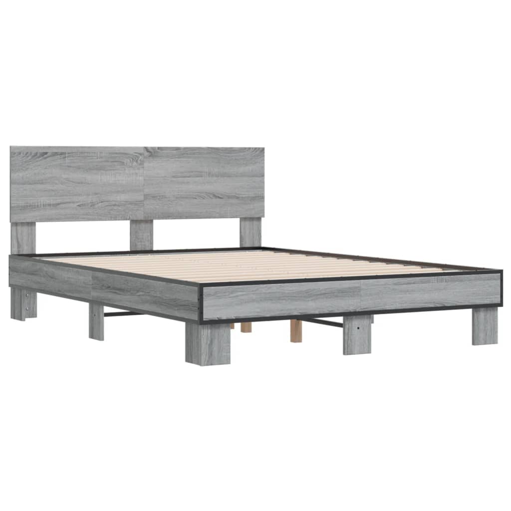 Sengeramme grå sonoma 120x200 cm konstruert tre og metall