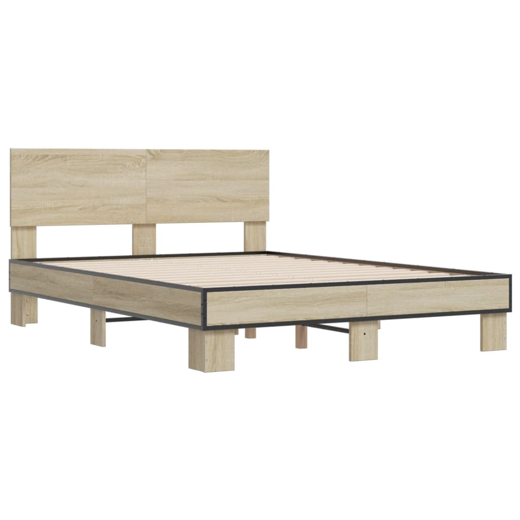 Sengeramme sonoma eik 135x190 cm konstruert tre og metall