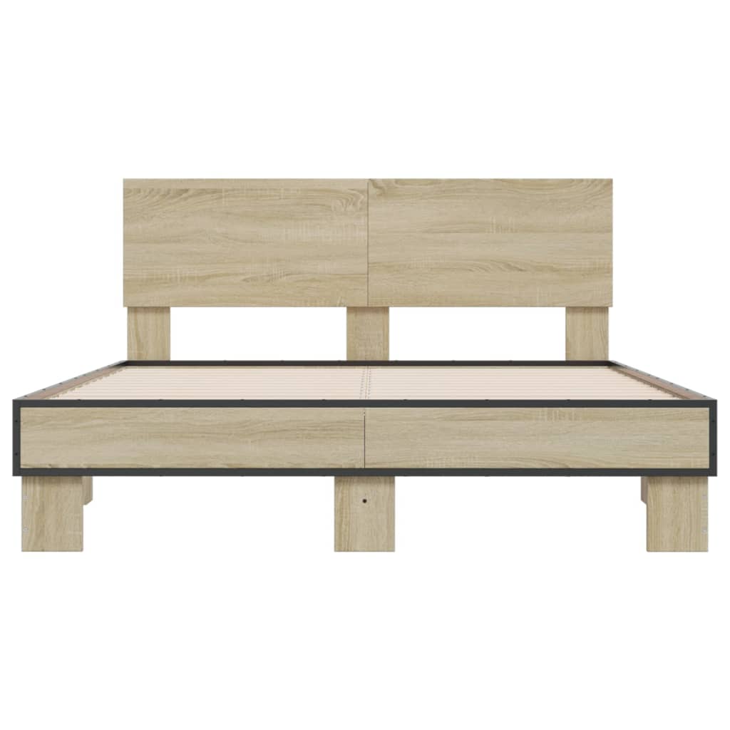 Sengeramme sonoma eik 135x190 cm konstruert tre og metall