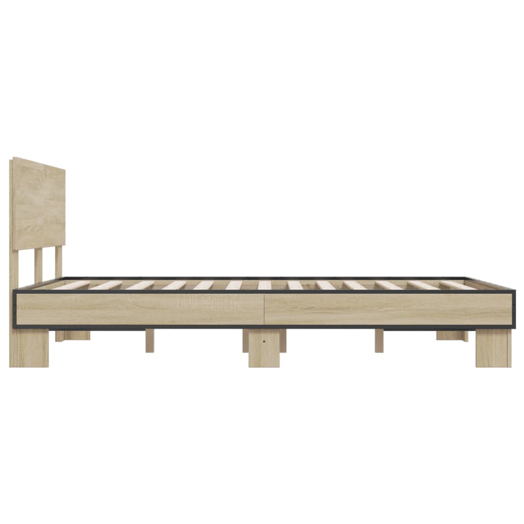 Sengeramme sonoma eik 135x190 cm konstruert tre og metall