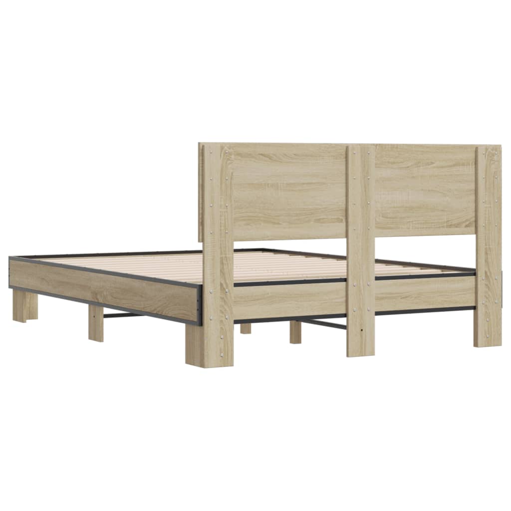 Sengeramme sonoma eik 135x190 cm konstruert tre og metall