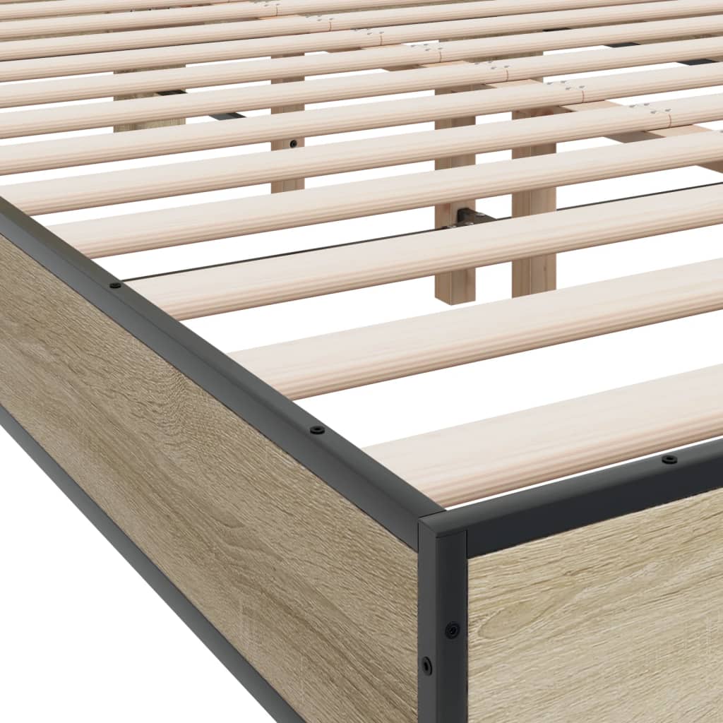 Sengeramme sonoma eik 135x190 cm konstruert tre og metall