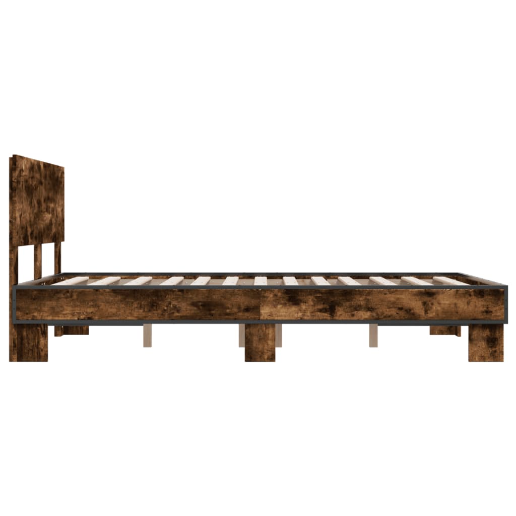 Sengeramme røkt eik 135x190 cm konstruert tre og metall