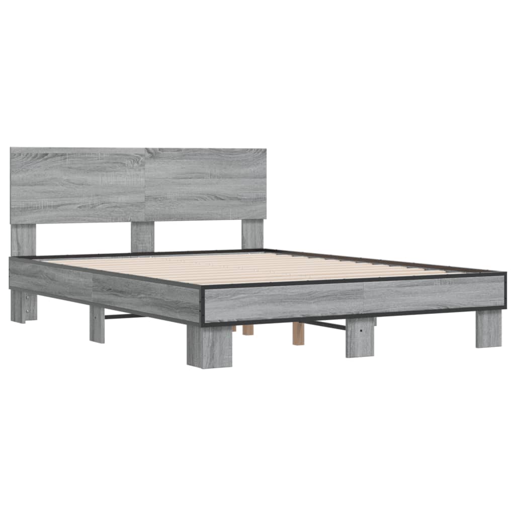 Sengeramme grå sonoma 140x190 cm konstruert tre og metall