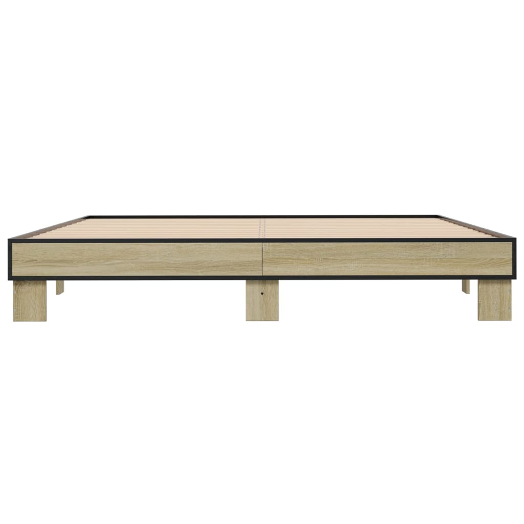 Sengeramme sonoma eik 200x200 cm konstruert tre og metall