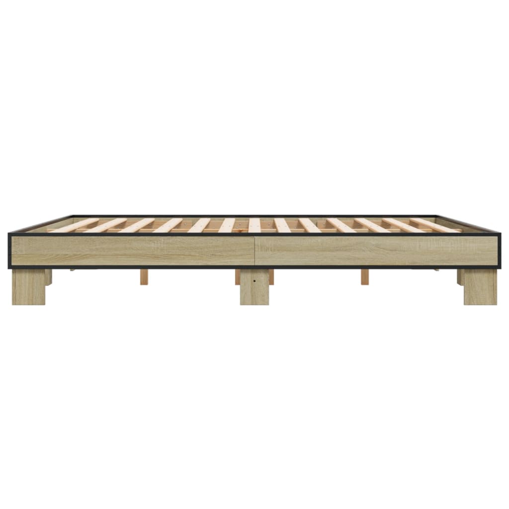 Sengeramme sonoma eik 200x200 cm konstruert tre og metall