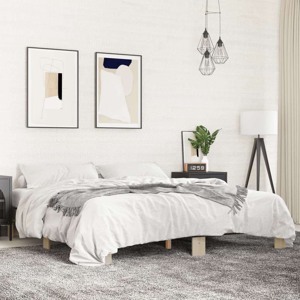Sengeramme sonoma eik 200x200 cm konstruert tre og metall