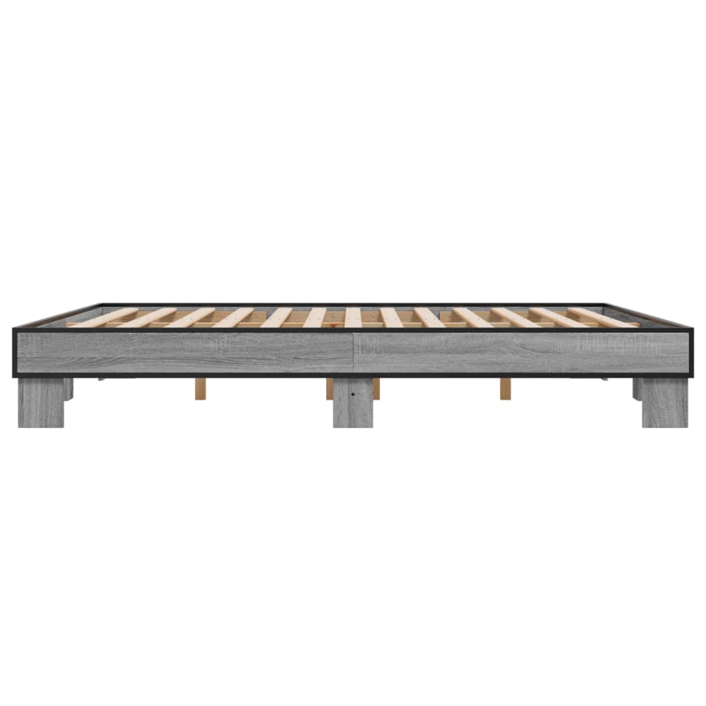 Sengeramme grå sonoma 200x200 cm konstruert tre og metall