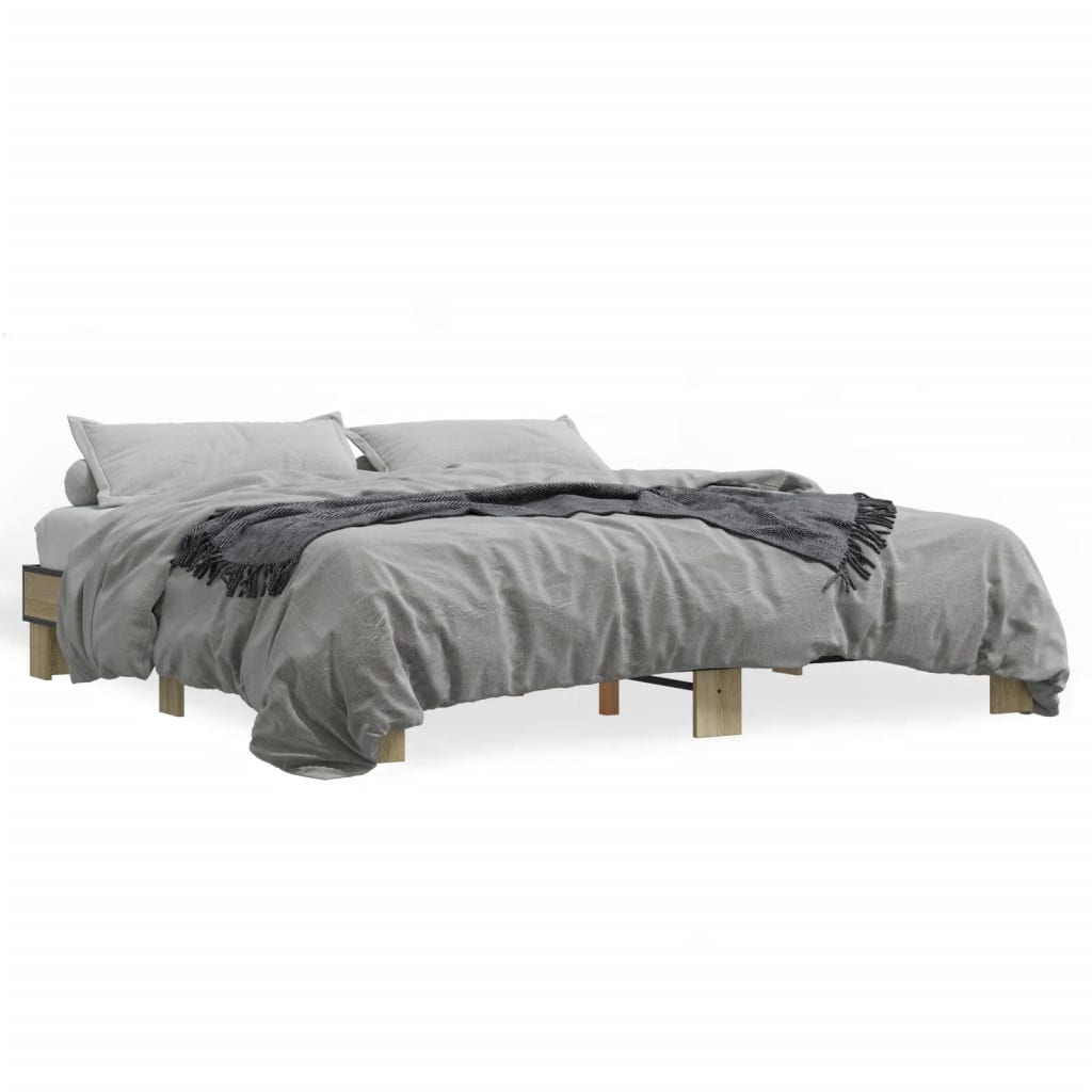 Sengeramme sonoma eik 160x200 cm konstruert tre og metall