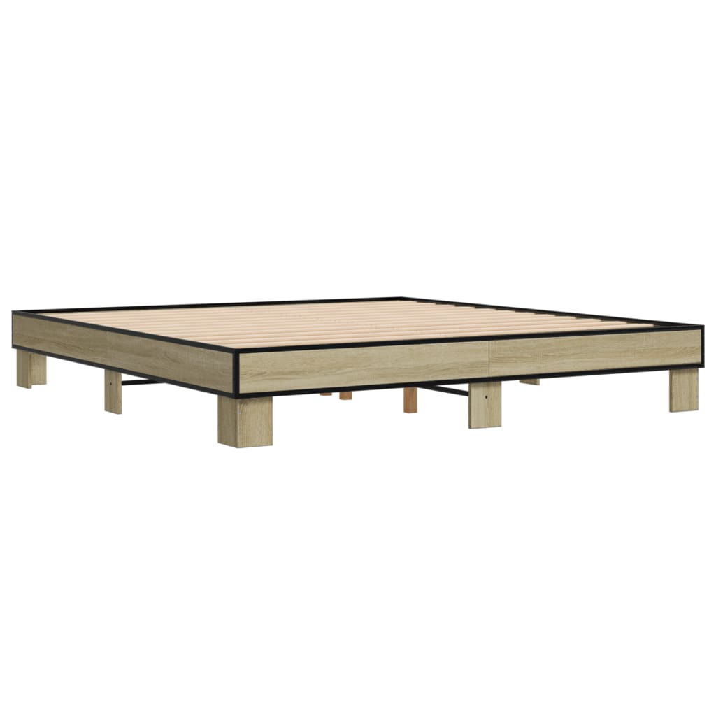 Sengeramme sonoma eik 160x200 cm konstruert tre og metall
