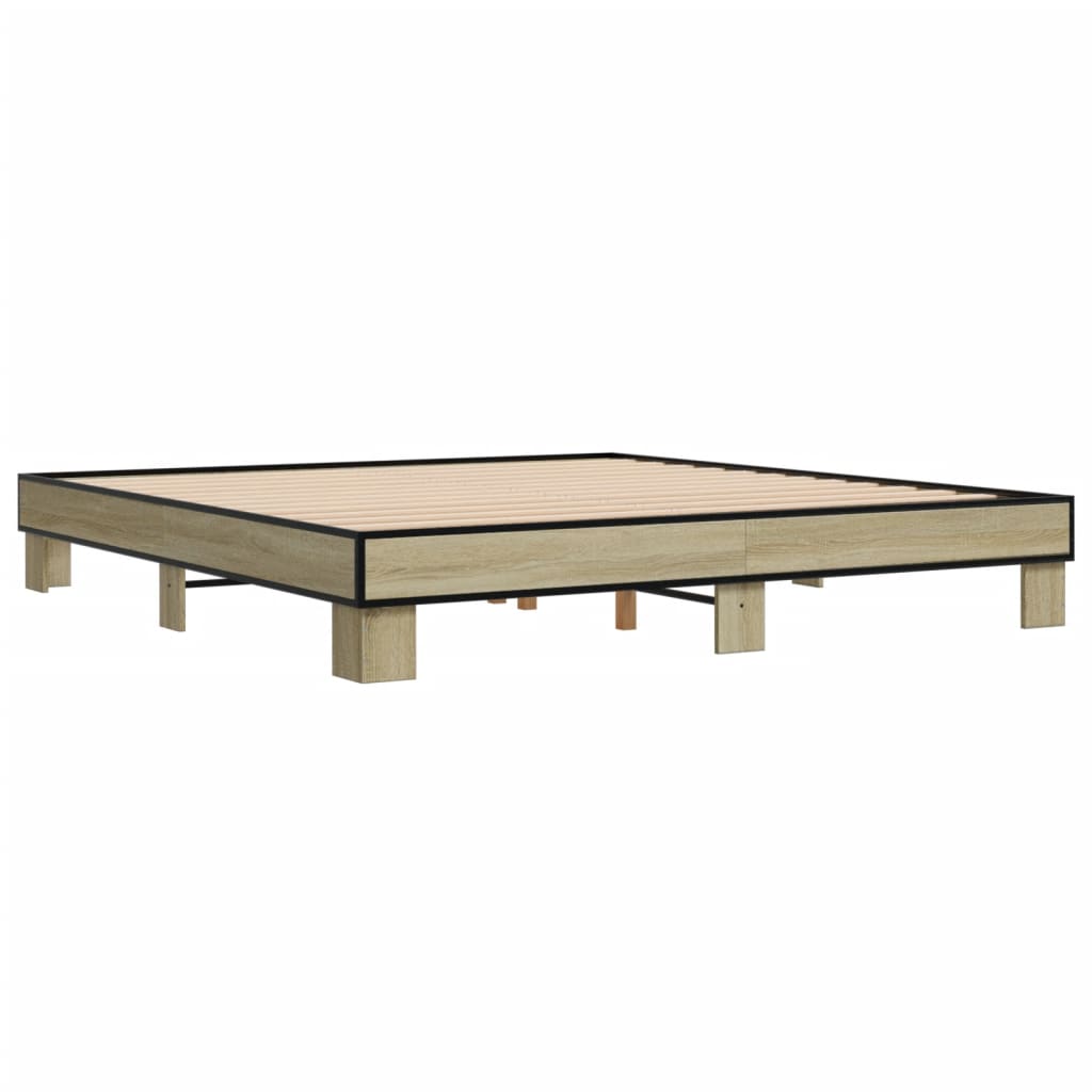Sengeramme sonoma eik 160x200 cm konstruert tre og metall