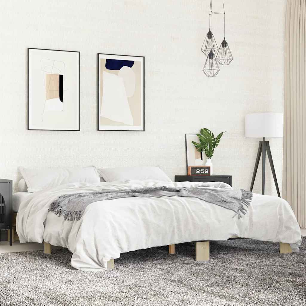Sengeramme sonoma eik 160x200 cm konstruert tre og metall