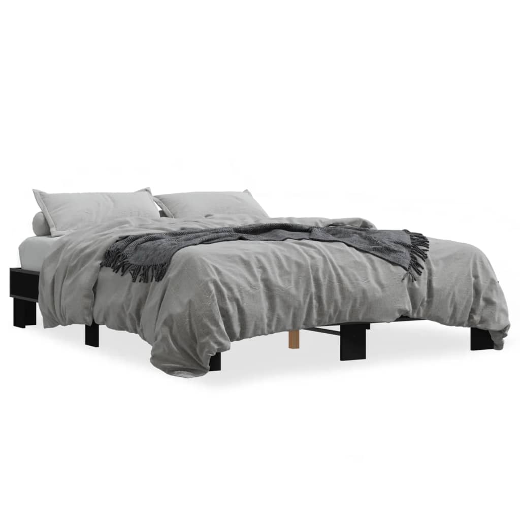Sengeramme svart 150x200 cm konstruert tre og metall