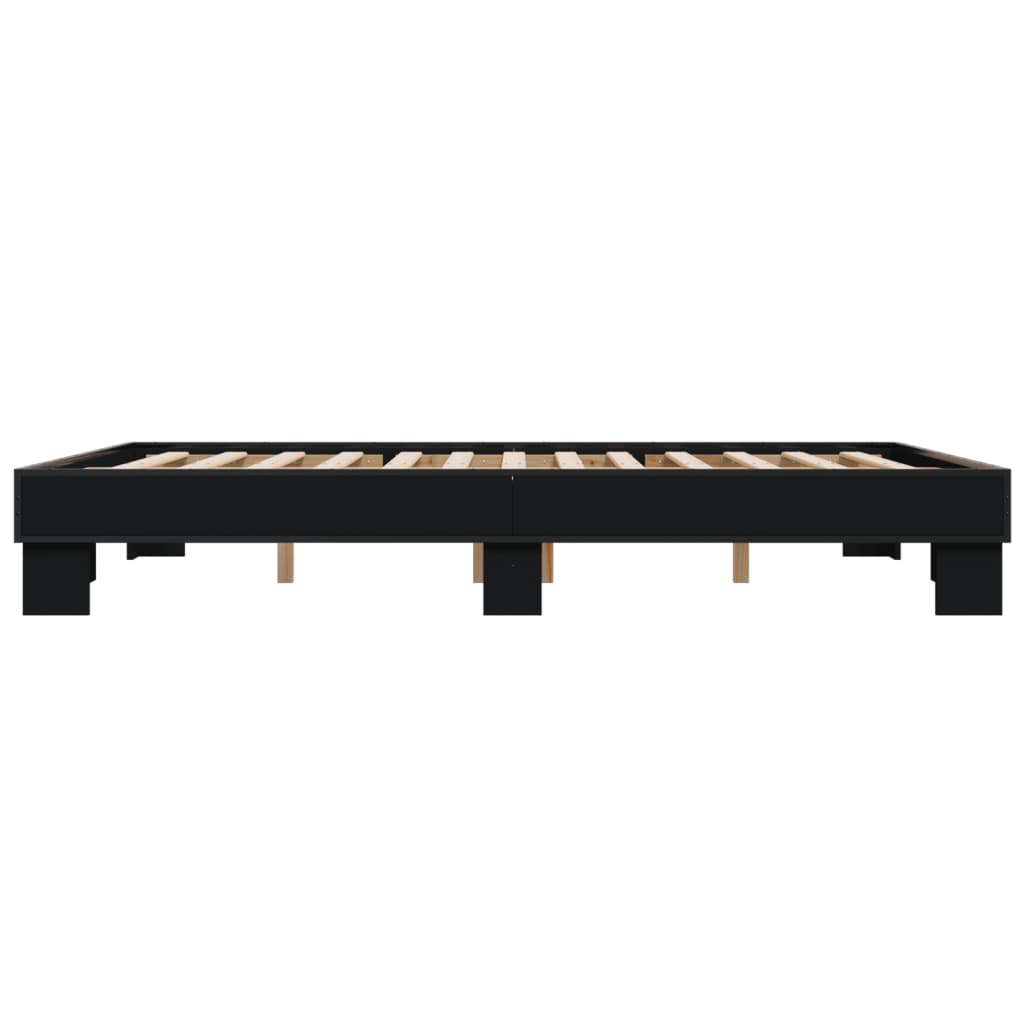 Sengeramme svart 150x200 cm konstruert tre og metall