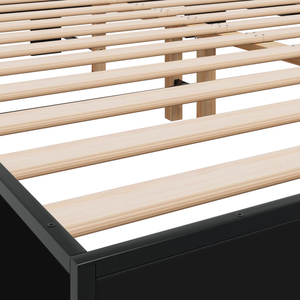 Sengeramme svart 150x200 cm konstruert tre og metall