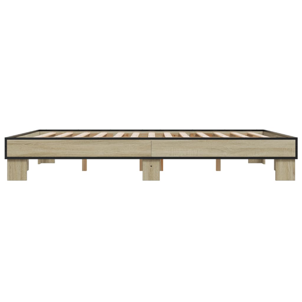 Sengeramme sonoma eik 150x200 cm konstruert tre og metall