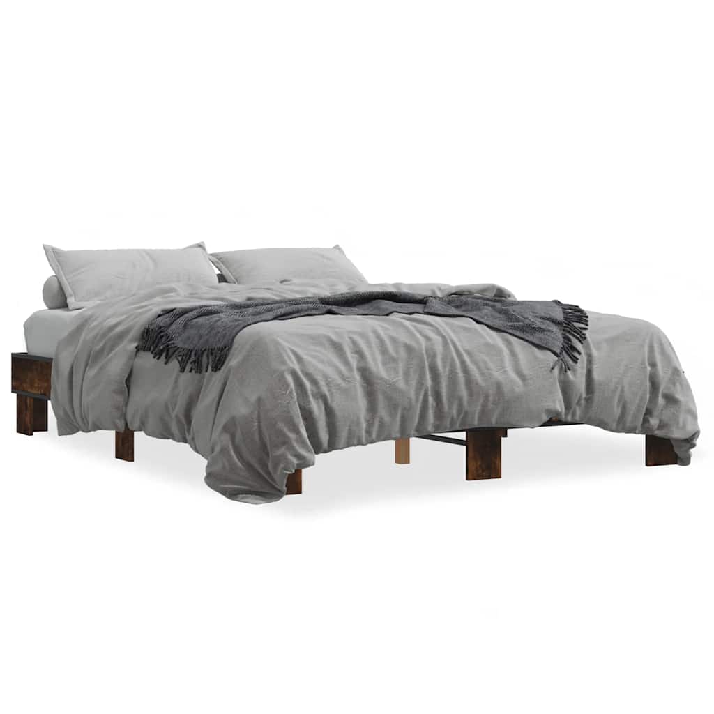 Sengeramme røkt eik 150x200 cm konstruert tre og metall
