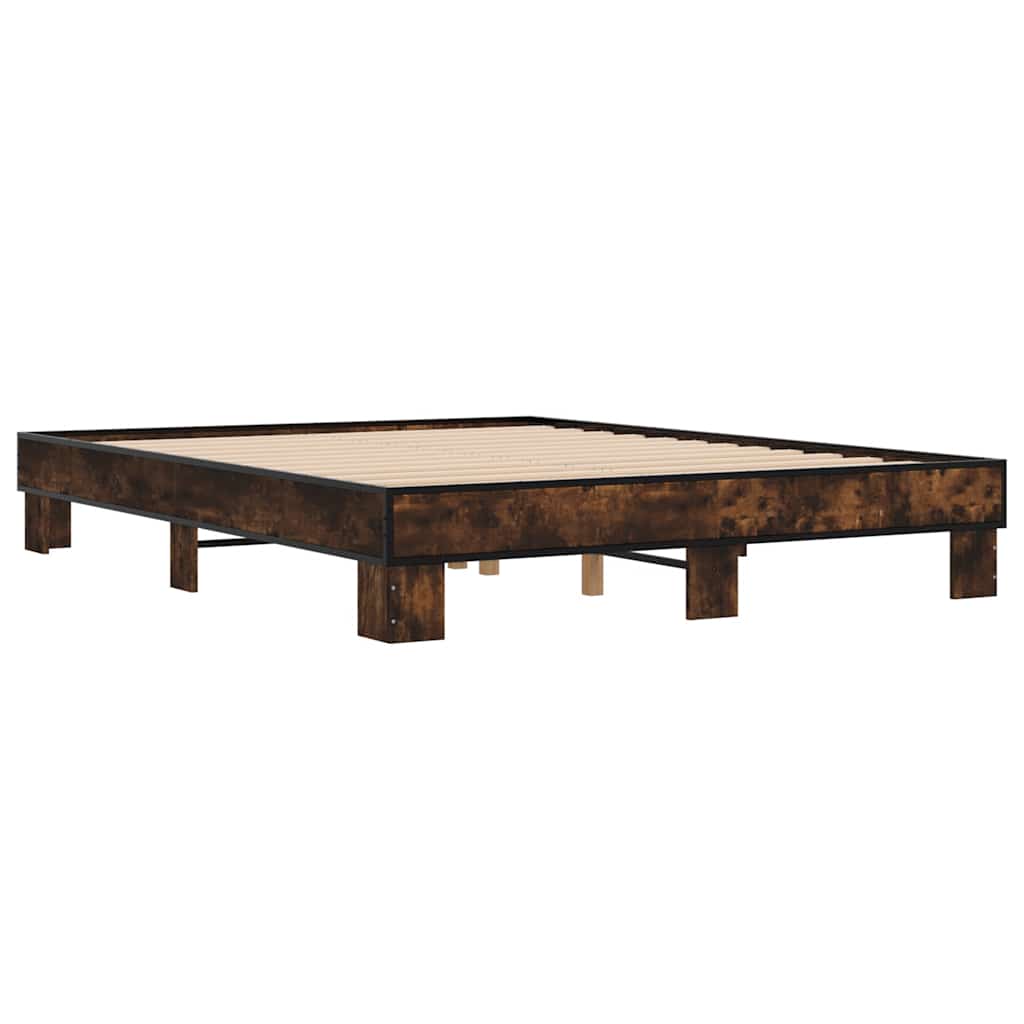 Sengeramme røkt eik 150x200 cm konstruert tre og metall