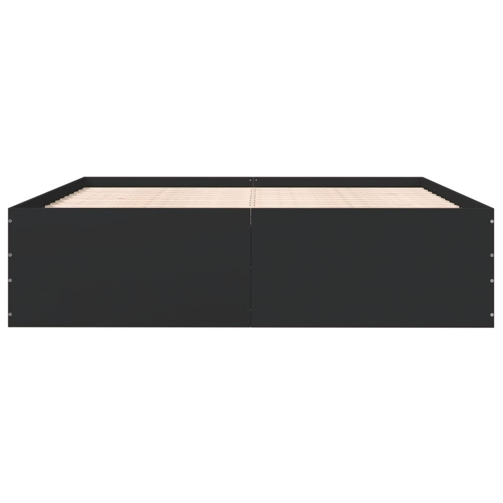Sengeramme svart 200x200 cm konstruert tre