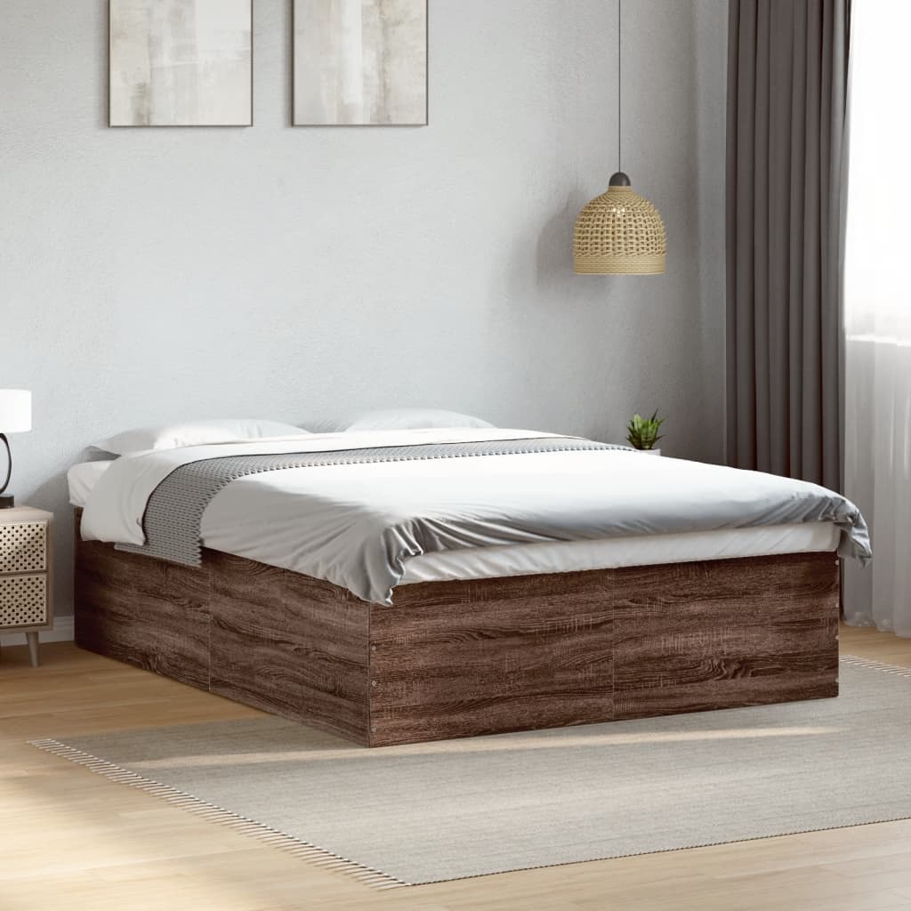Sengeramme brun eik 150x200 cm konstruert tre