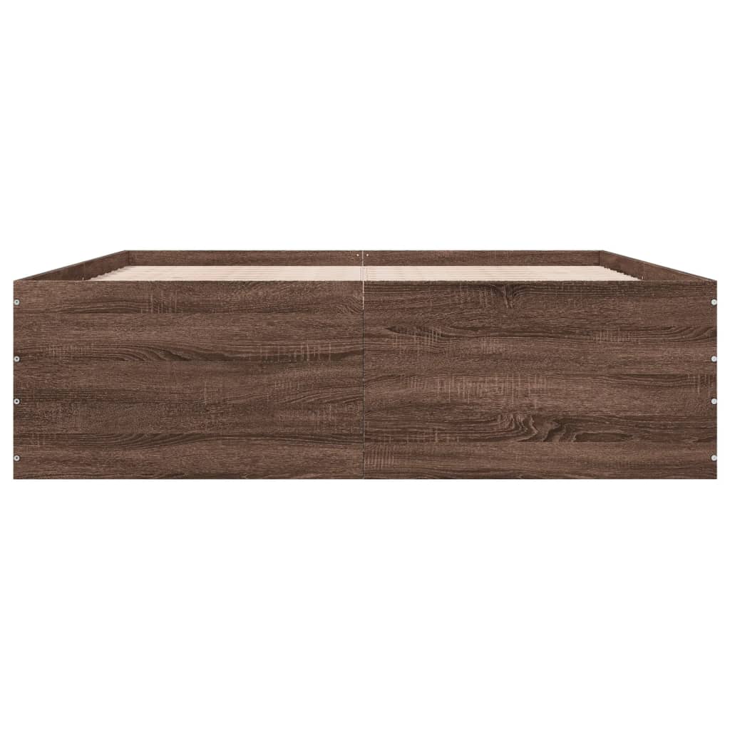 Sengeramme brun eik 150x200 cm konstruert tre