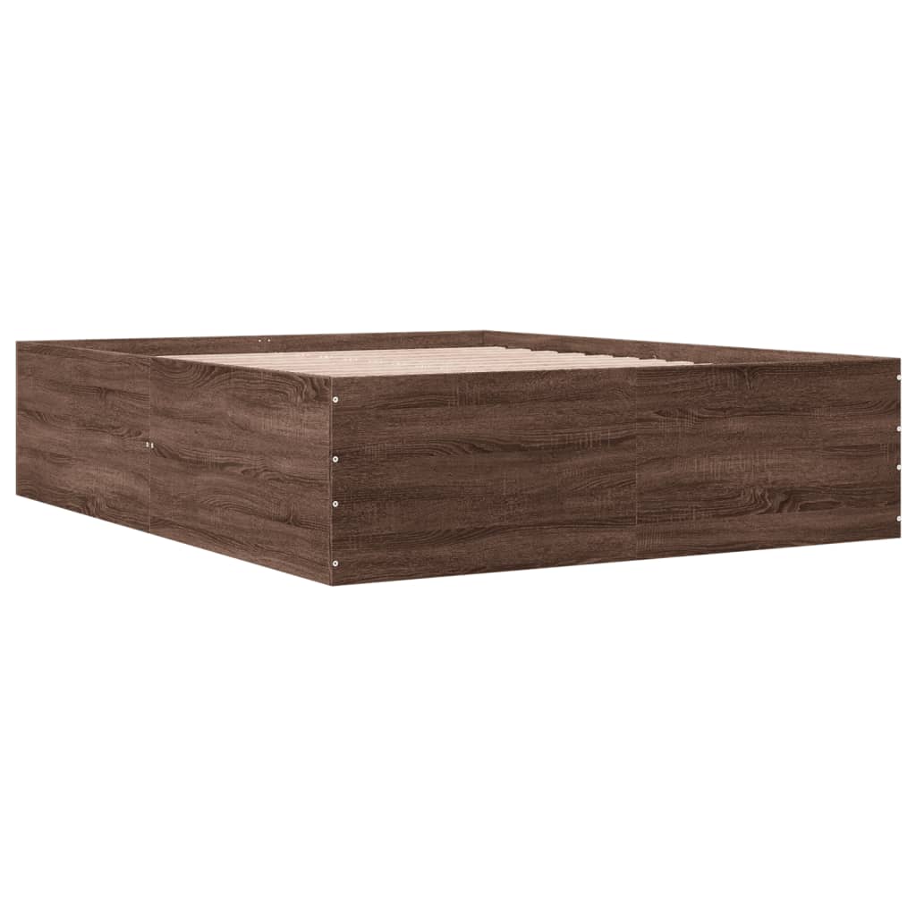 Sengeramme brun eik 150x200 cm konstruert tre