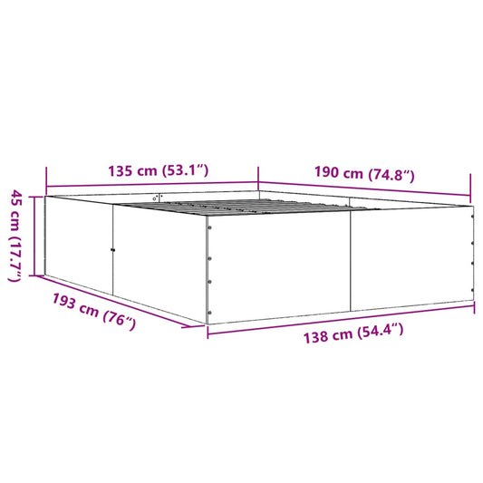 Sengeramme sonoma eik 135x190 cm konstruert tre