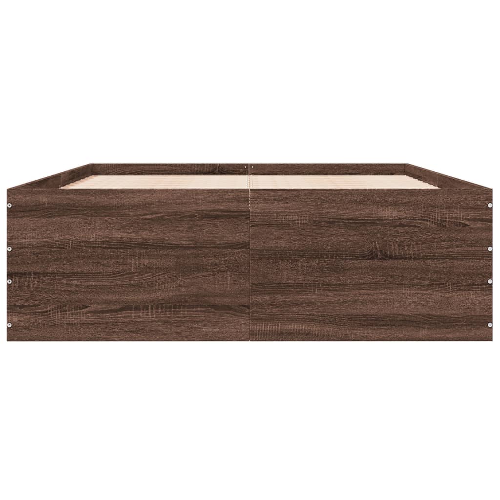 Sengeramme brun eik 135x190 cm konstruert tre