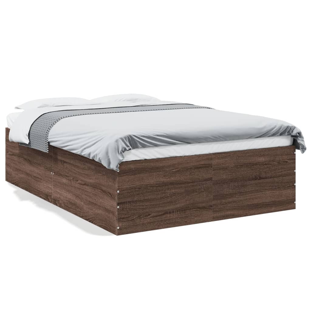 Sengeramme brun eik 135x190 cm konstruert tre