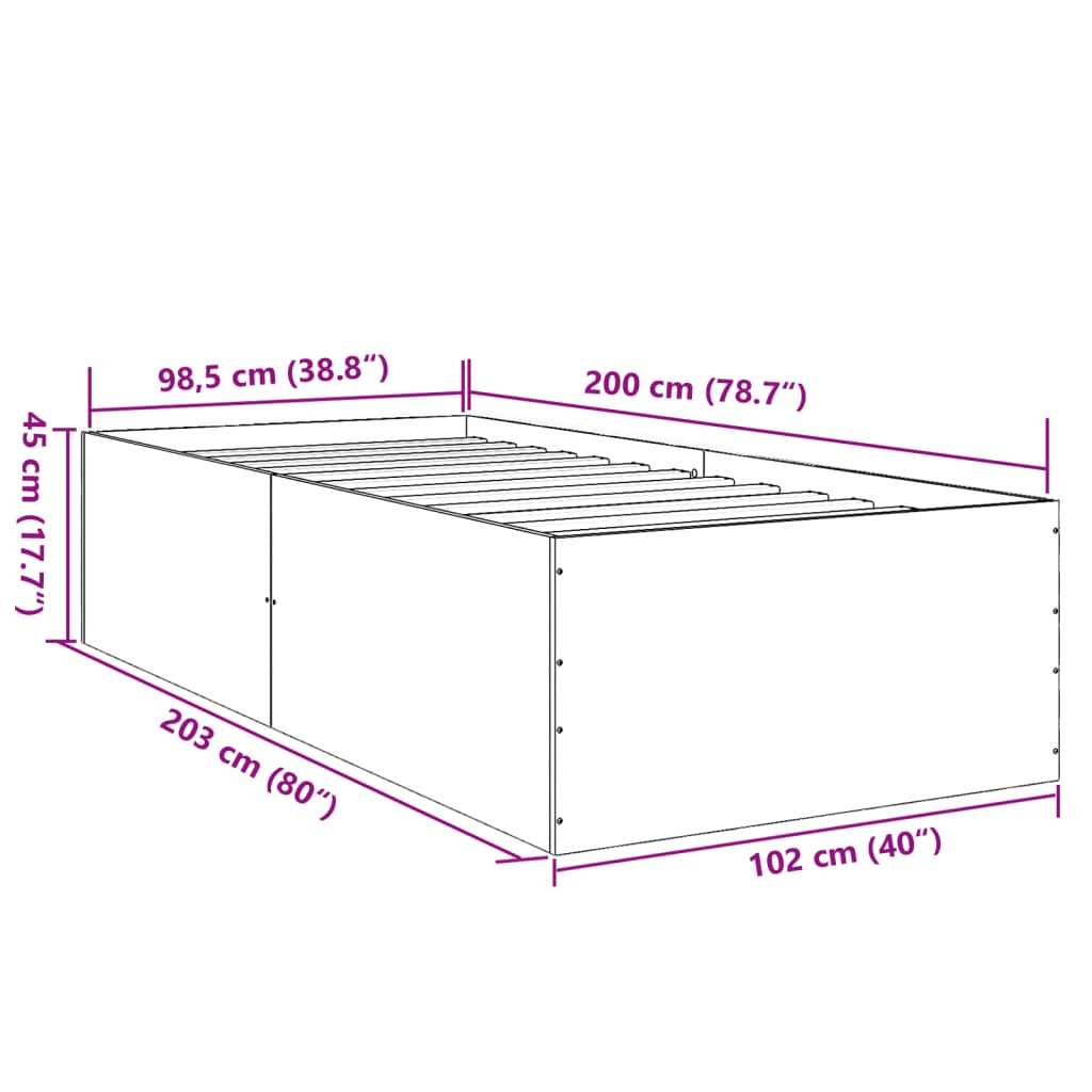 Sengeramme svart 100x200 cm konstruert tre